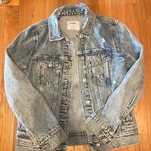 Old Navy light wash distressed denim jacket sz xs